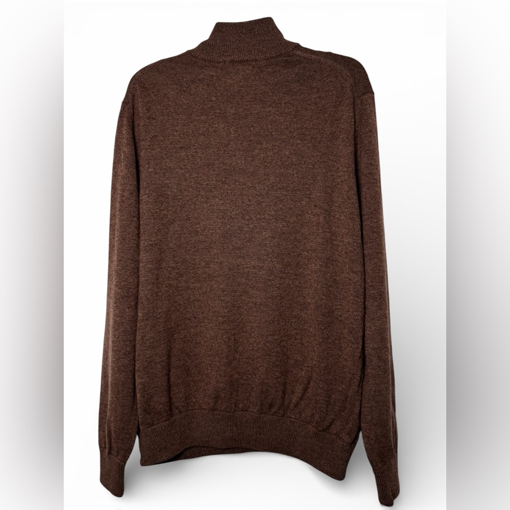 Brooks Brothers 100% Merino Wool Men’s XL 1/4 Zip Brown Classic Sweater - Picture 7 of 12